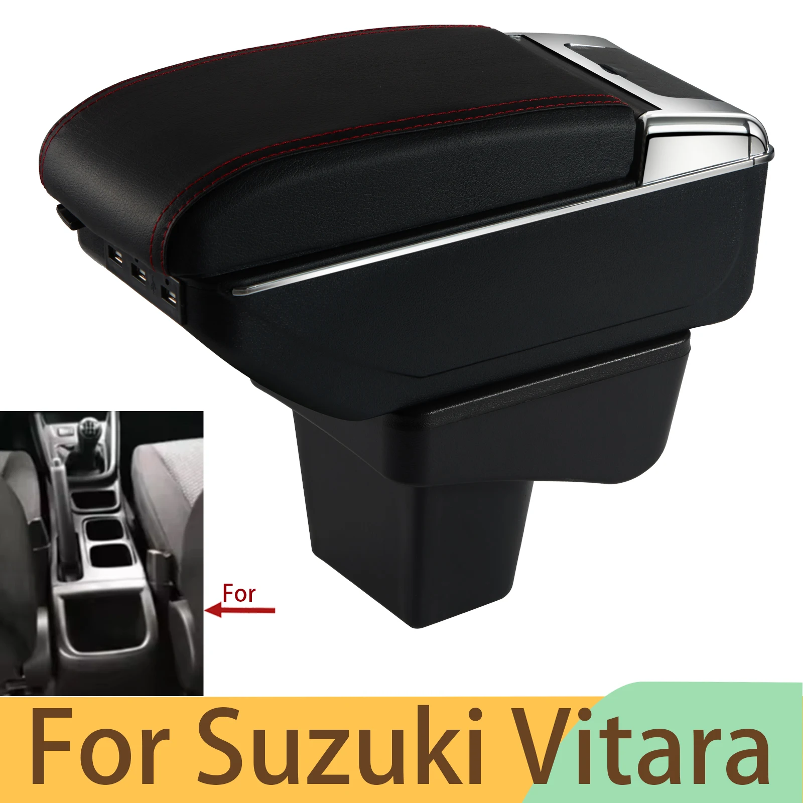 

For Suzuki Vitara Armrest Box Central Store Content Storage Arm Rest Car Modification Accessories Interior Retractable Leathe