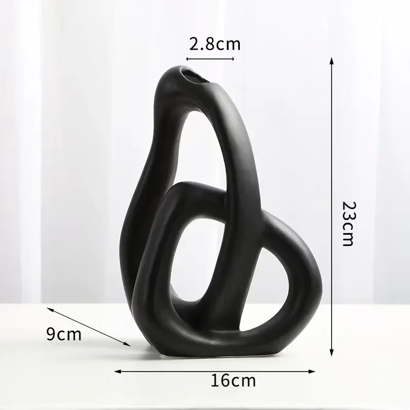 2026 Unique Abstract Ceramic Handicraft Cross Geometry Flower Vase Hollow Vase Rockery Floral Arrangement Accessories Home Decor