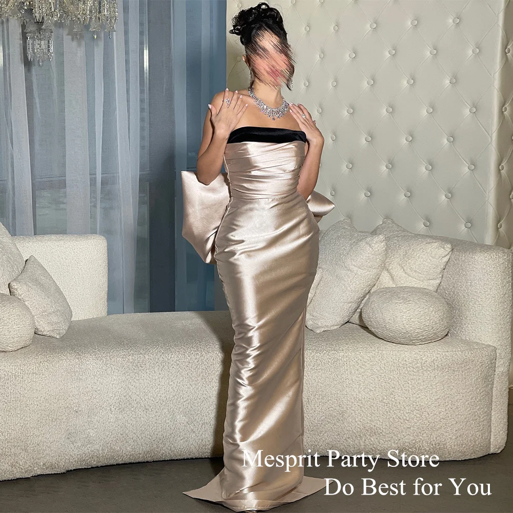 

Женское вечернее платье без бретелек, плиссированное платье на молнии сзади с бантом и разрезом, бальное платье до пола для выпускного вечера