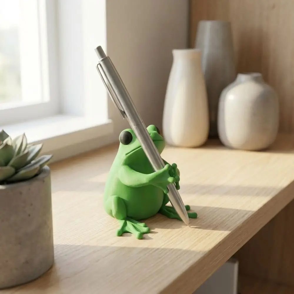 Multi-functional 3D Printed Frog Shaped Pen Holder Plastic Funny Frog Stationery Holder Unique Desk Organizer Birthday Gift