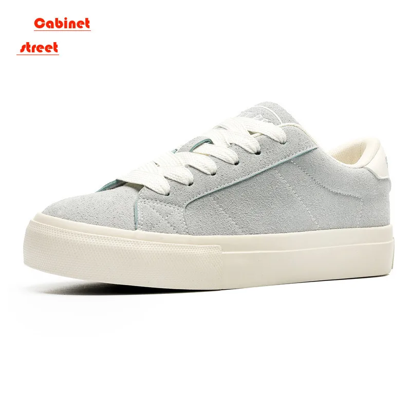 Grey Casual Shoe Vulcanized Men Sneakers Skate Male Shoes Unisex Sport Non-slip Footwear Genuine Leather For Walking Breathable