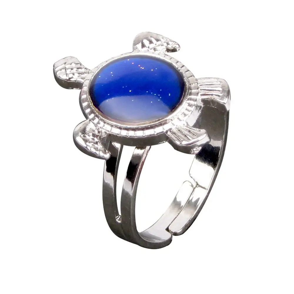 Kawaii Adjustable Emotion Temperature Changeable Turtle Ring Changing Mood Rings Finger Rings