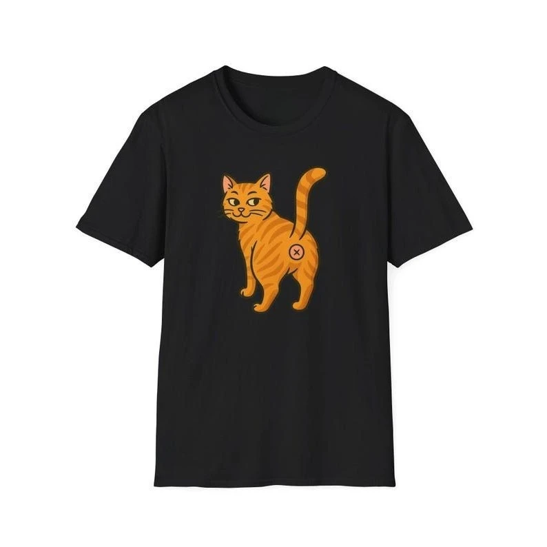 Funny Orange Cat Butt T-Shirt  Quirky Cat Gift Daily Comfortable Home Clothes Her Gift Women Clothing Fashion Graphic T Shirts