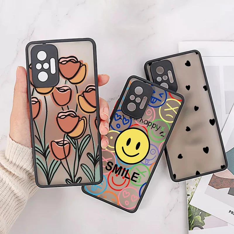 Flower Hard Matte Back Case For Xiaomi Mi 13 12 11 Lite 14 13T 13 12T 12X 12 Poco F5 X5 X3 Pro F3 Shockproof Soft Bumper Cover