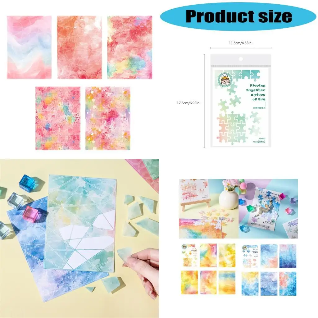 D08B 5Pieces Decorative Aesthetic Sticker Adhesive Watercolor Sticker for Scrapbook Journal Notebook Album Phone Pakcaging