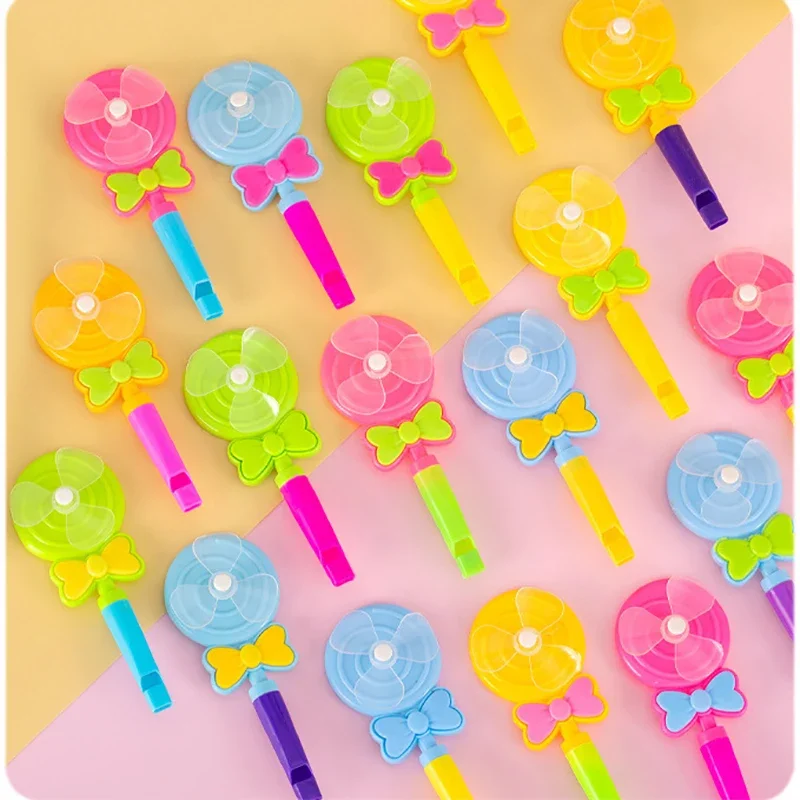 10PCS Lollipop Whistling Windmill Children's Toys Colorful Spinning Windmill Whistling Toys Kids Party Interactive Reward Gifts