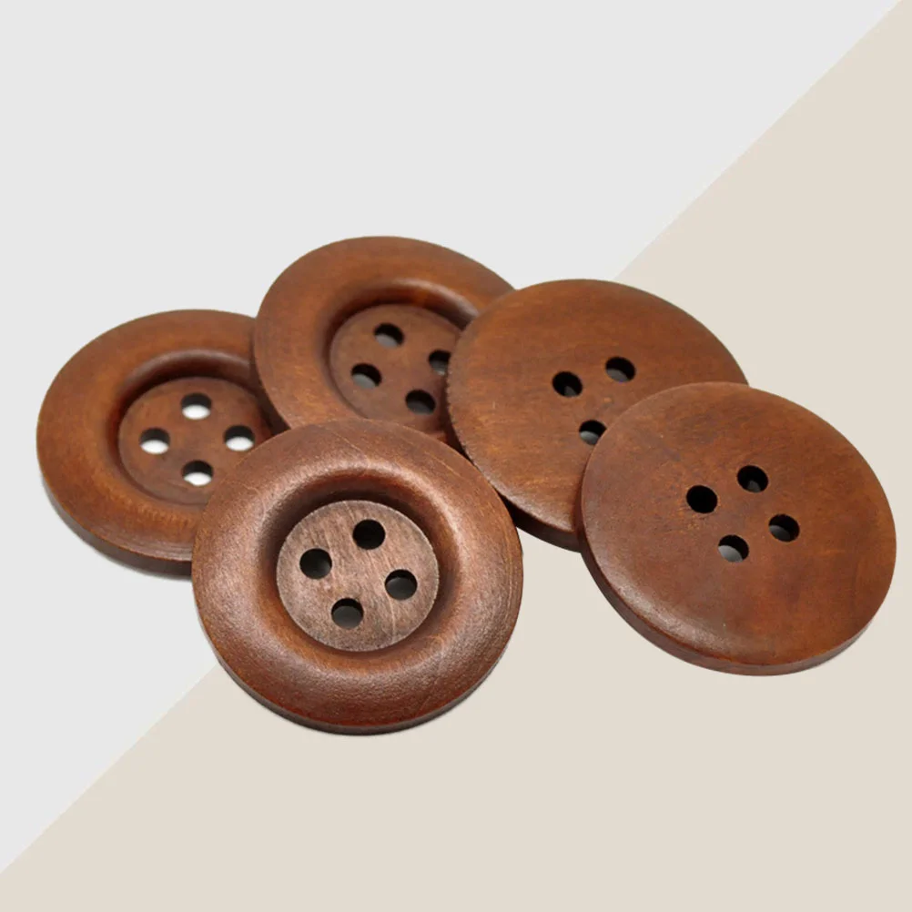 30PCS 40MM Round Sag Four Holes Pattern Decorative Buttons for Sewing Scrapbooking Crafts (Brown)