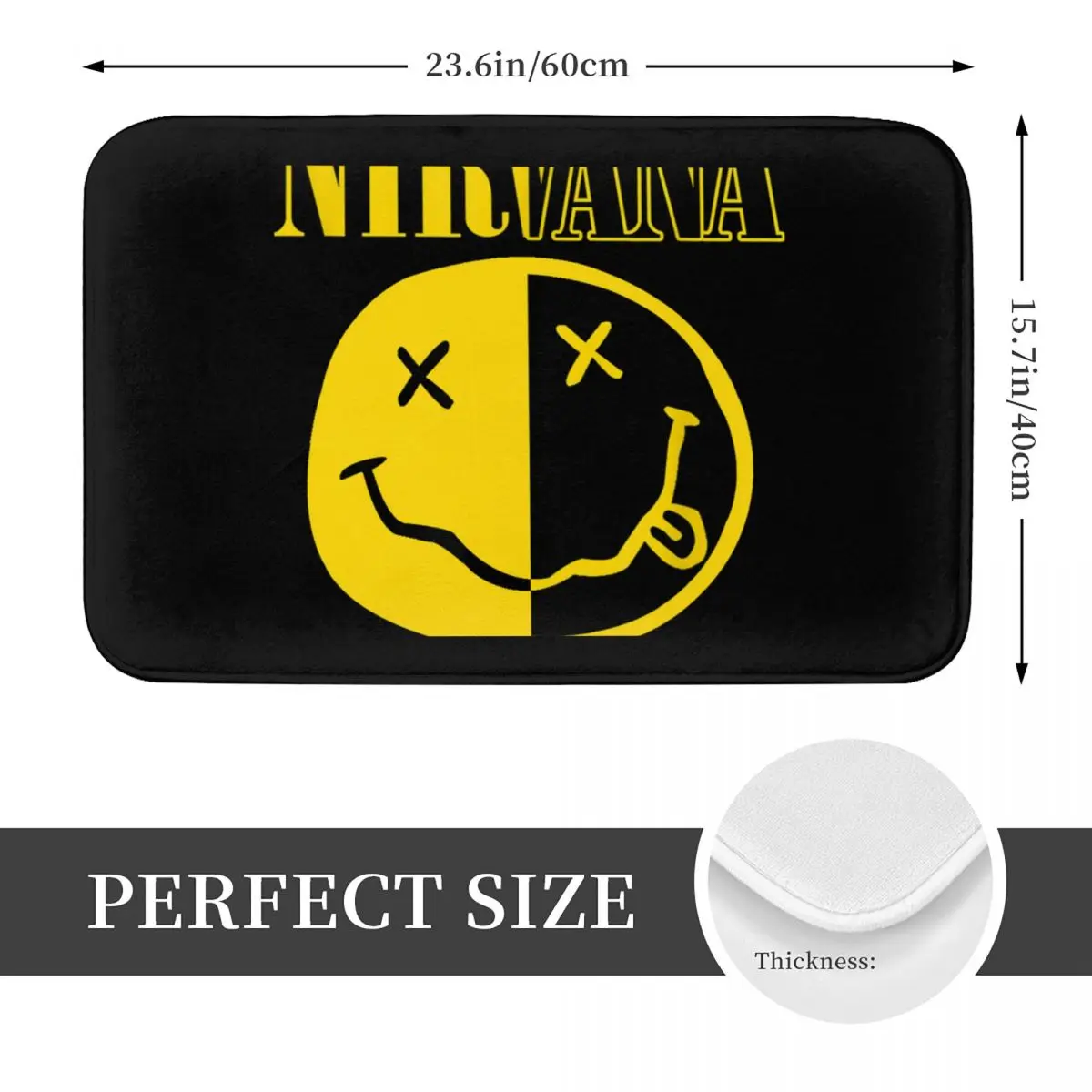 Nirvanas One Sided Smile Classic Doormat Kitchen Entrance Home Floor Mat Non-slip Carpet Rug for Living room Footpad Mats