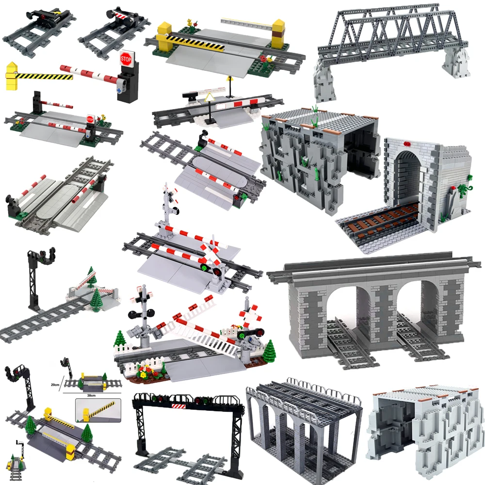 鉄道駅橋レンガ標識モデル市内電車線路トレイン線路レール直線曲線鉄道ビルディングブロック Leduo おもちゃ