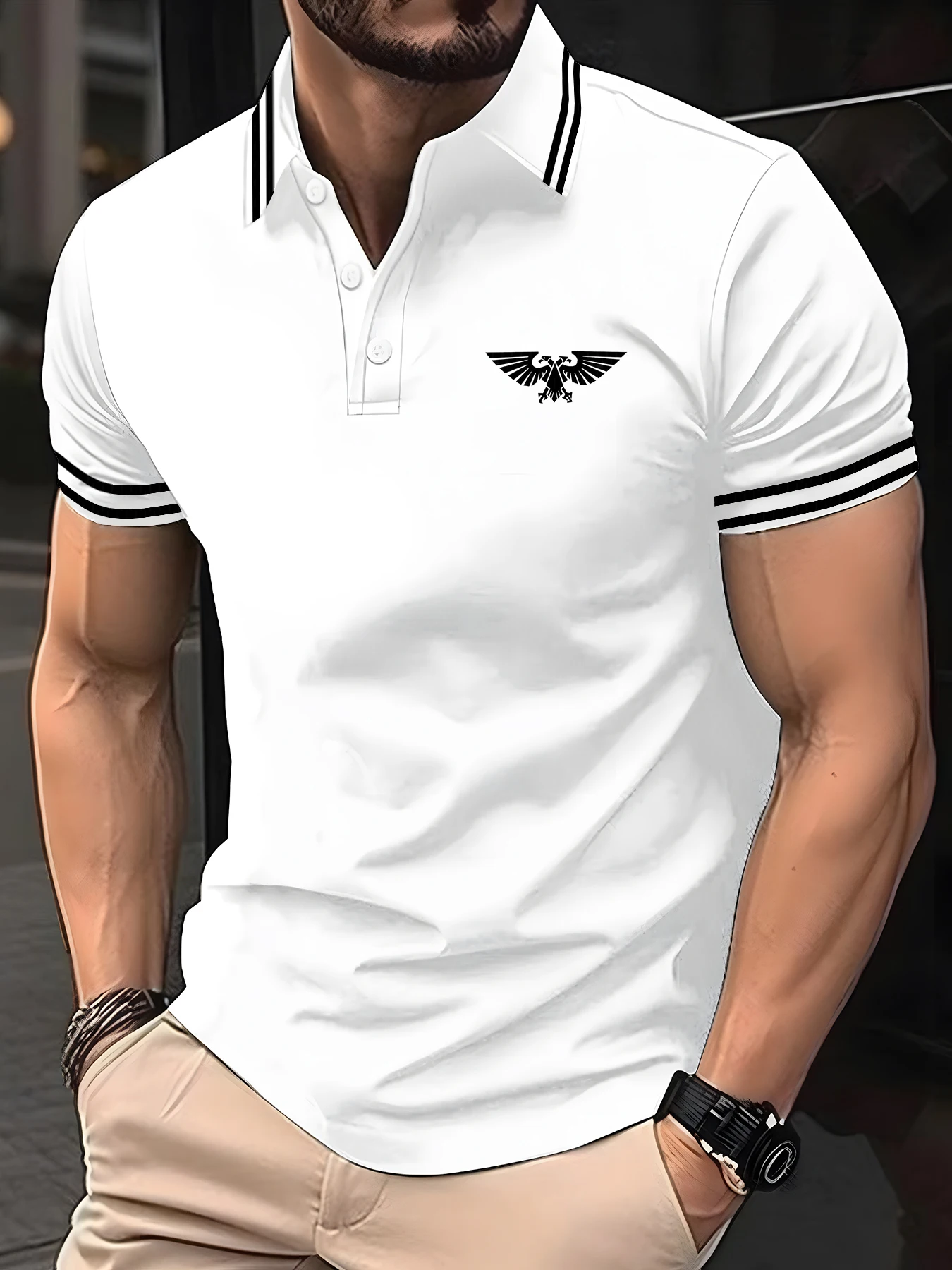 

Summer Polyester Polo Shirt High-End T-Shirt New Short Sleeve Non-Marking Casual Lapels Business Thin Menswear
