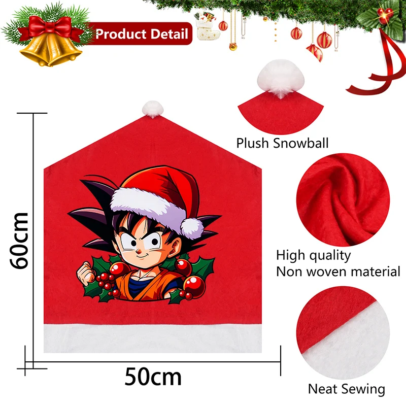 Dragon ball capa de cadeira de natal dos desenhos animados anime móveis decoração cadeira capa protetora decorações de festa festival presente de natal