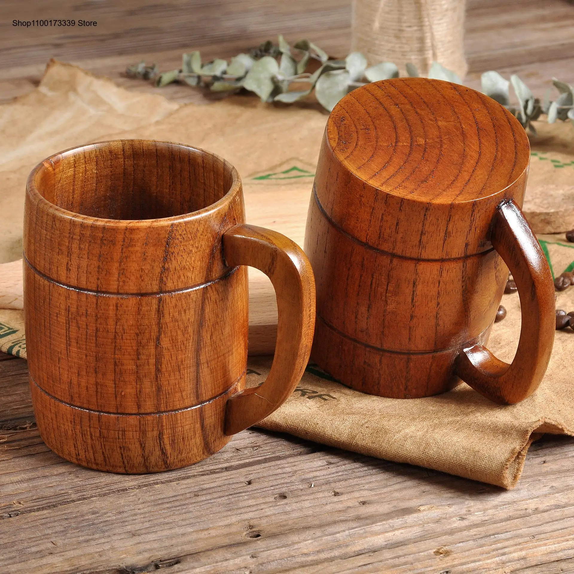 Simple Household Retro Wooden Creative Environmentally Friendly Japanese Style Heat-Resistant Water Cup