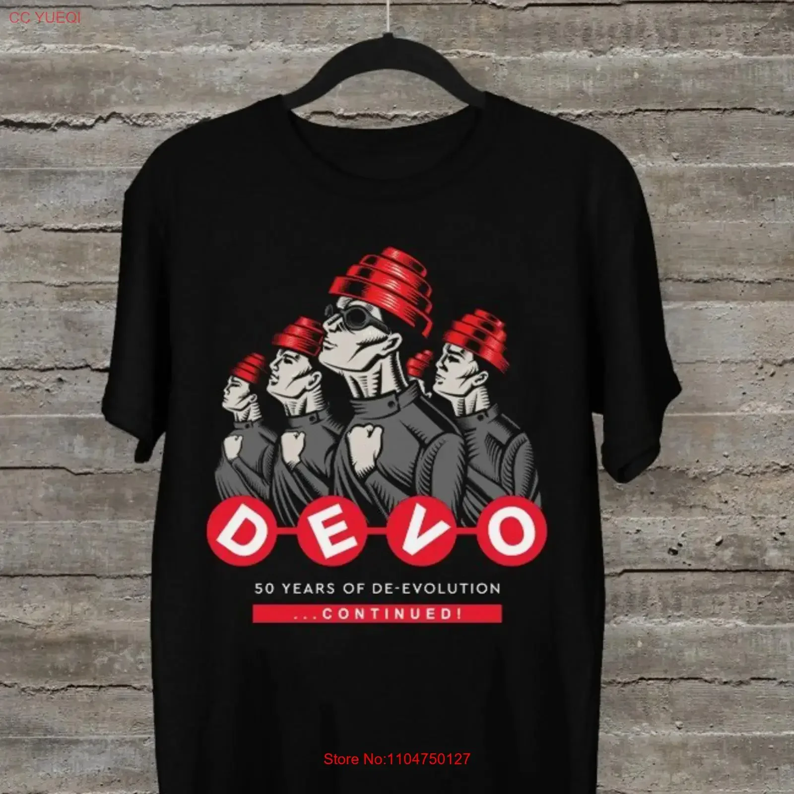 T-shirt Devo 50 Years Of De evolution continued 2025 noir toutes tailles, vintage, délavé, légèrement respirant, pour un usage quotidien
