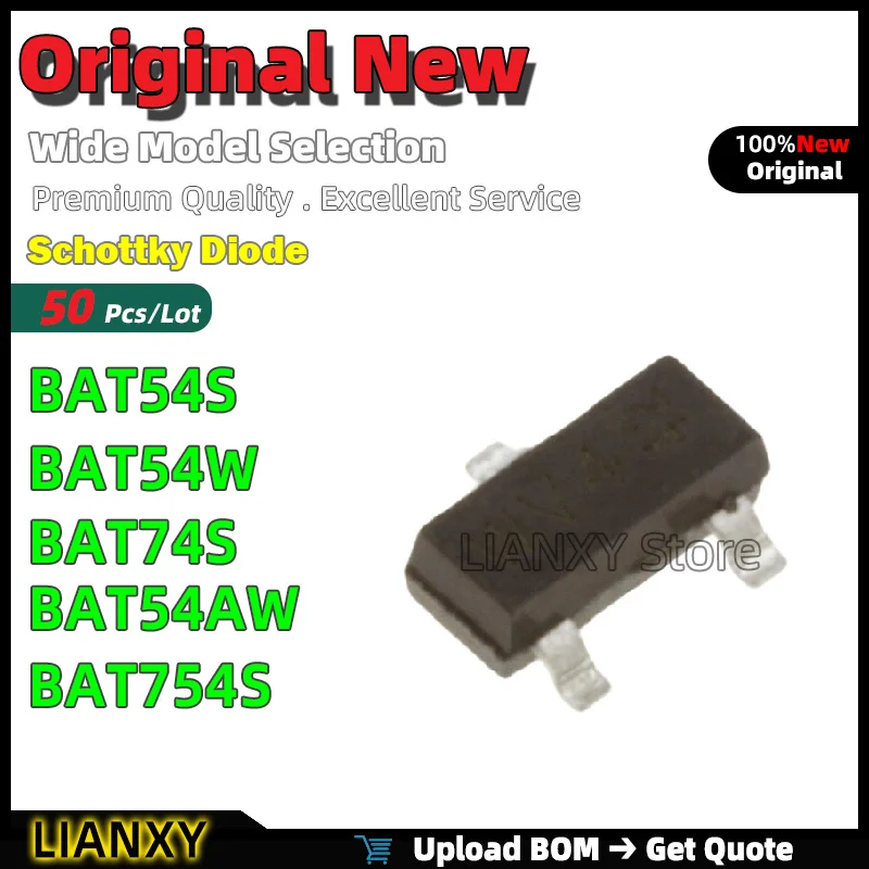 50Pcs SOT-23 BAT54S…