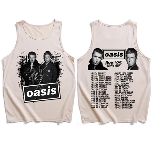 Oasis UK European Tour 2025 camisetas sin mangas camisa hombre mujer ropa de calle chaleco