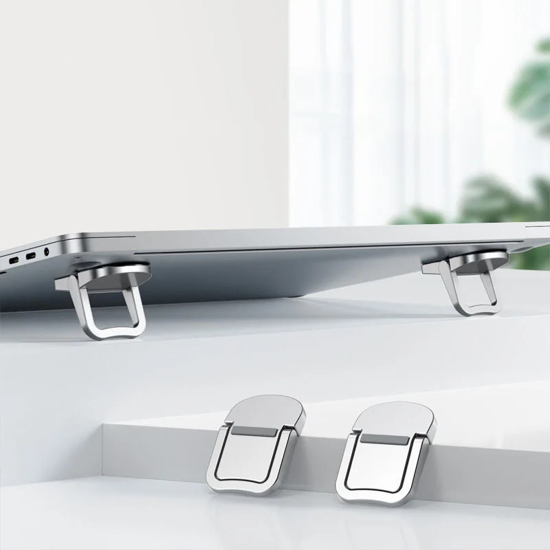 2PCS Foldable Laptop Stand Adjustable Angle Bracket Adhesive Invisible Bracket Portable Viewing Stand for Mobile Phone Notebook