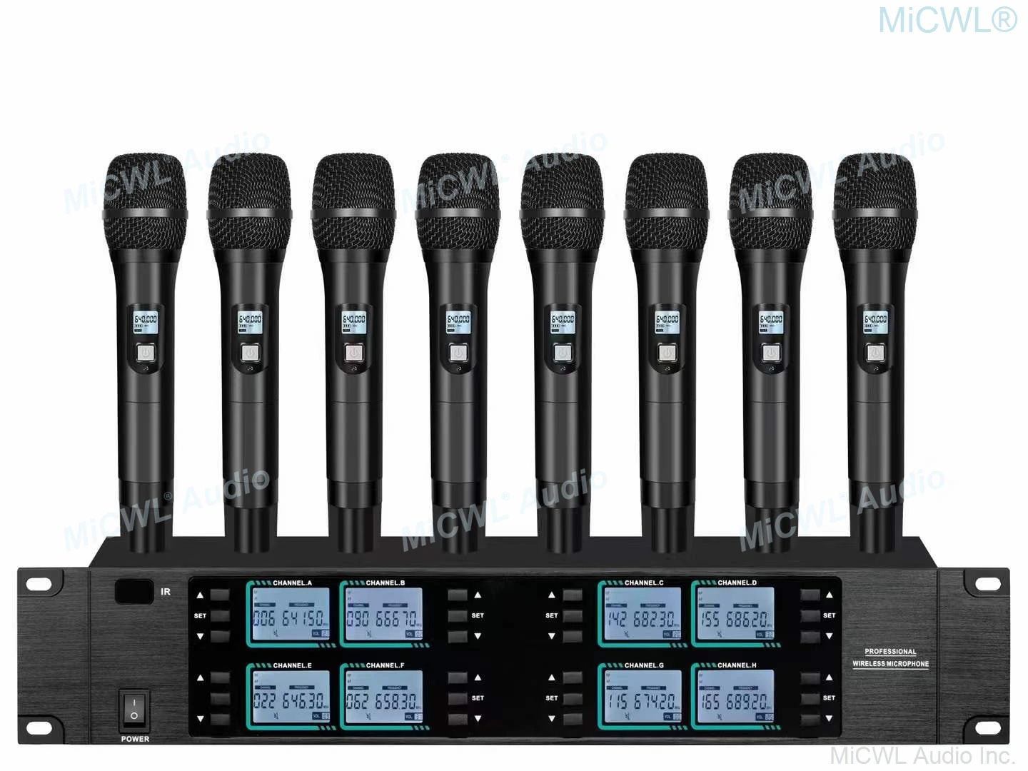 MiCWL UHF Digital Wireless 8 Microphone Channel System 8 Table Conference Handheld Headset Lavalier Mics Adjustable Frequency