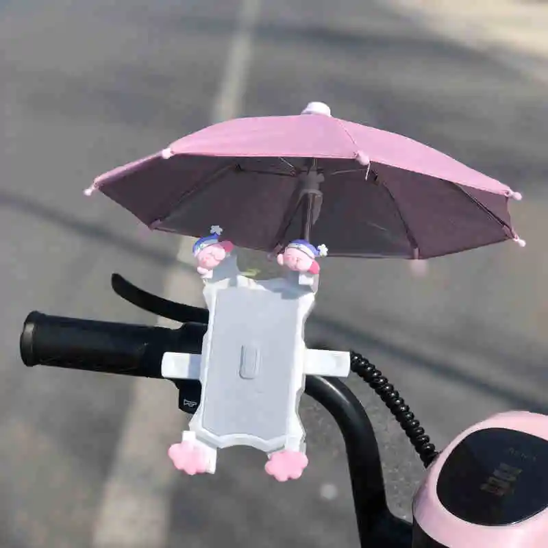 

New Original Cartoon Sanrio Mobile Phone Holder Umbrella Sunshade Motorcycle Bicycle Electric Accessories Kawaii Hello Kitty