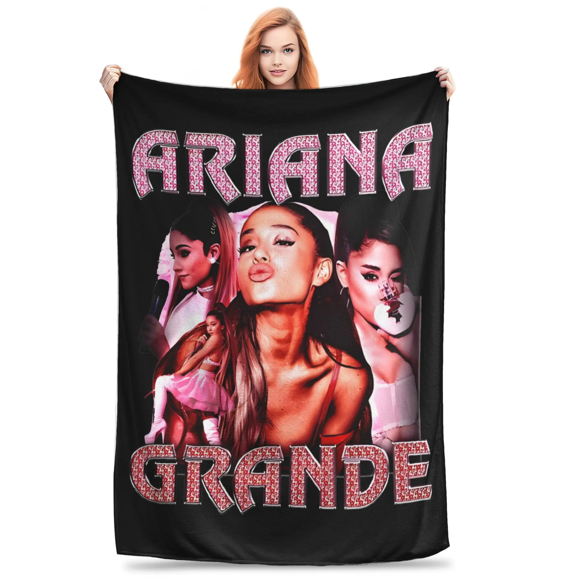 Vintage Pop Music R&B Blankets Flannel Spring Autumn Arianas Grandes Warm Throw Blankets for Bedding Outdoor Bedding Throws