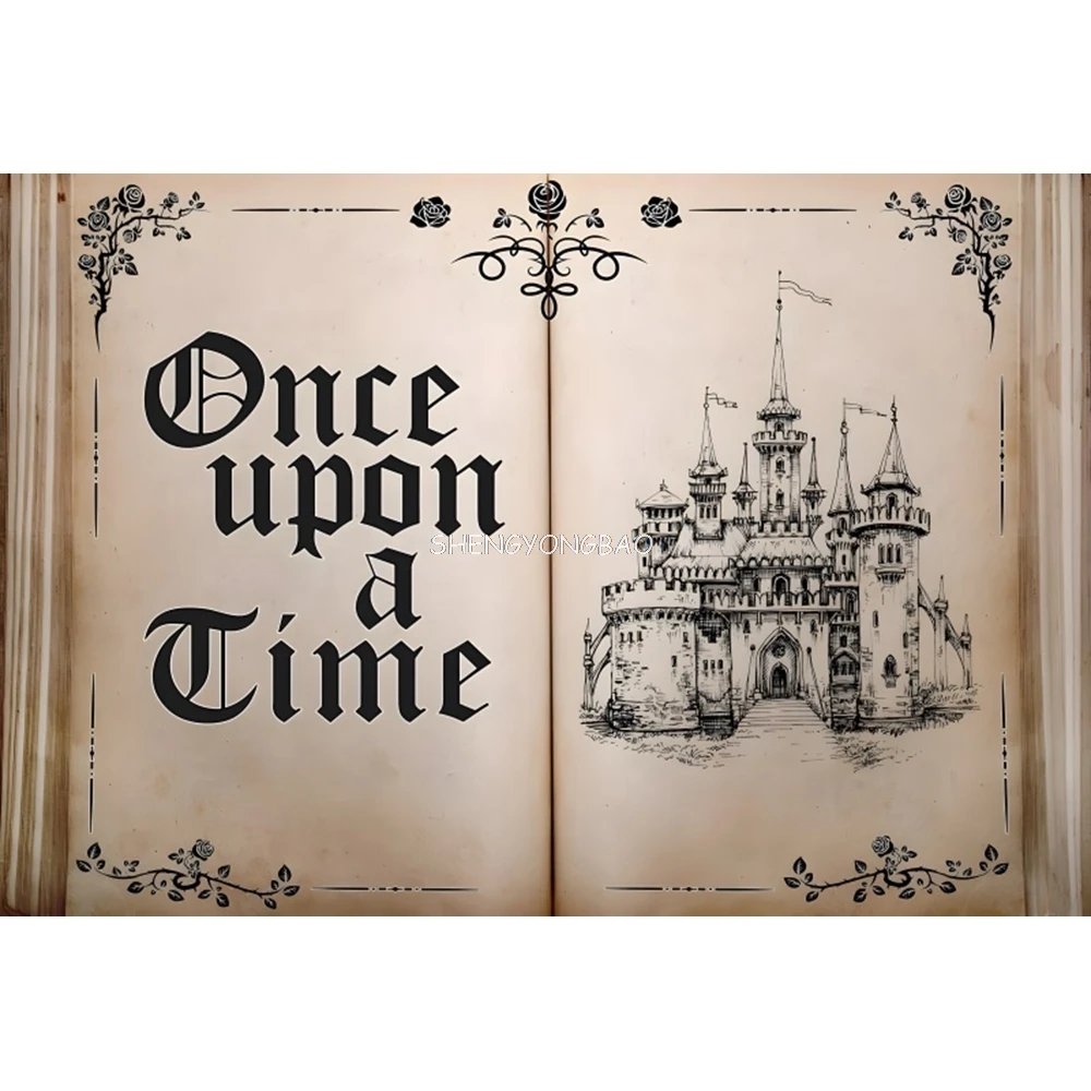 Baby 1st Birthday Once Upon a Time Backdrops For Photography Fairy Tale Book Castle Princess Party Decor Background Photo Studio