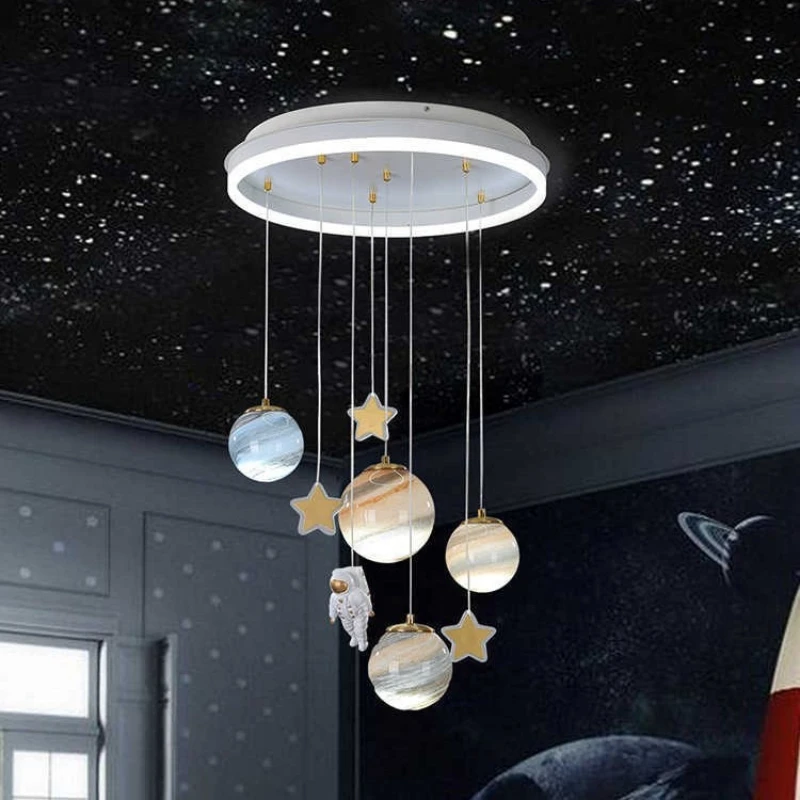 

Astronaut Chandeliers LED for Boys Girls Bedroom Decor Modern Creative Children's Room Baby Room The Space Planet Chandelier