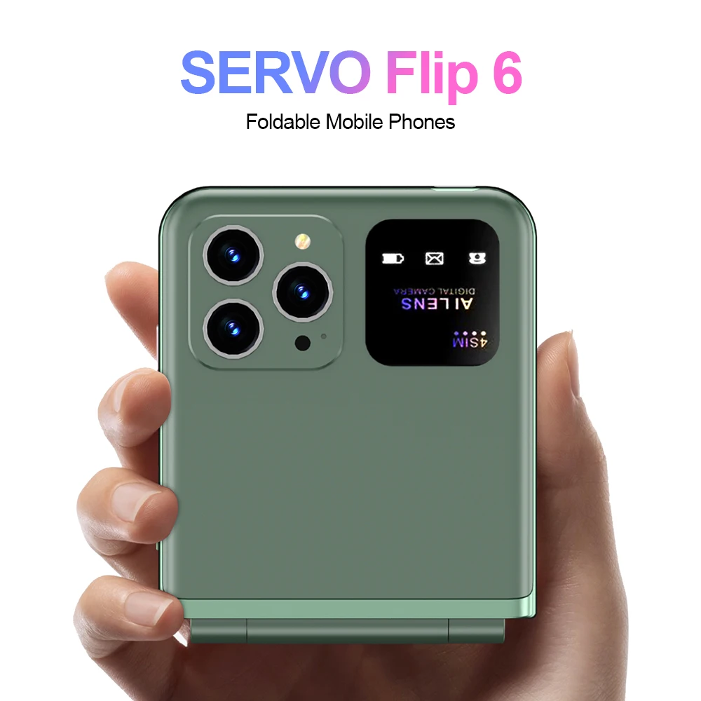 Original SERVO Flip 6 Handy 4 SIM Karte Standby GSM Netzwerk Magie Sprachanruf Aufnahme Taschenlampe Falten Handy Kostenlose Telefon Fall