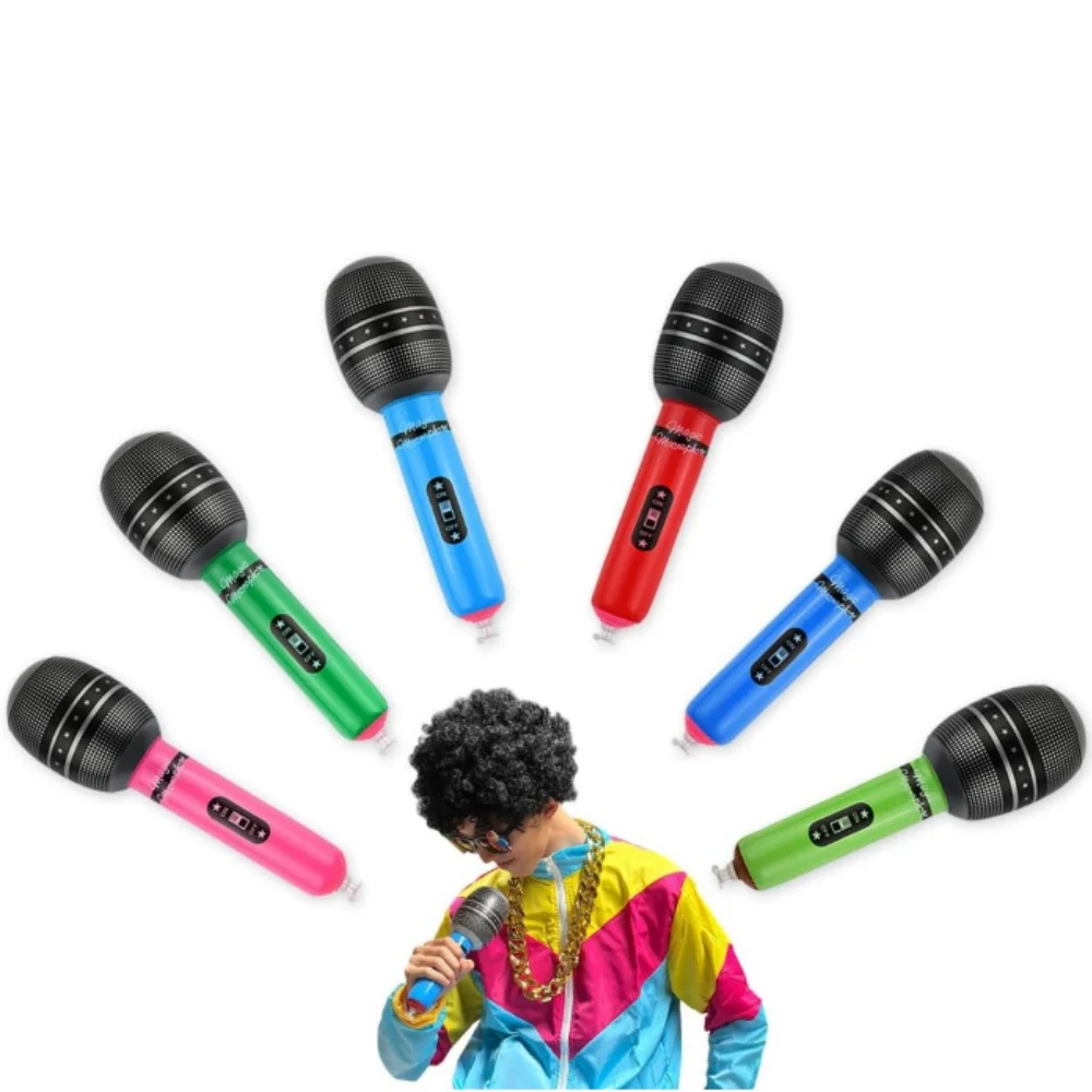 DISTINCTIVE STYLE Inflatable Microphones Blow up Microphones 80s 90s Party Favors Performace Photo Props Random Colors