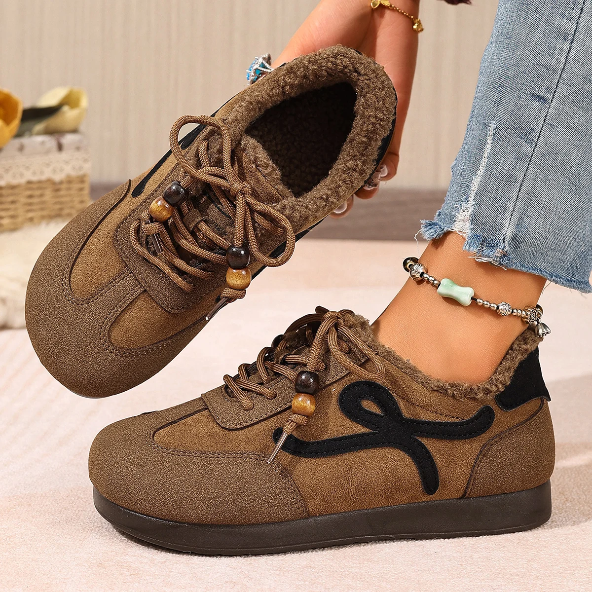 

Women's casual cotton shoes for winter 2025 Fashion casual Outdoor travel warm and anti-slip Durable shoes with free