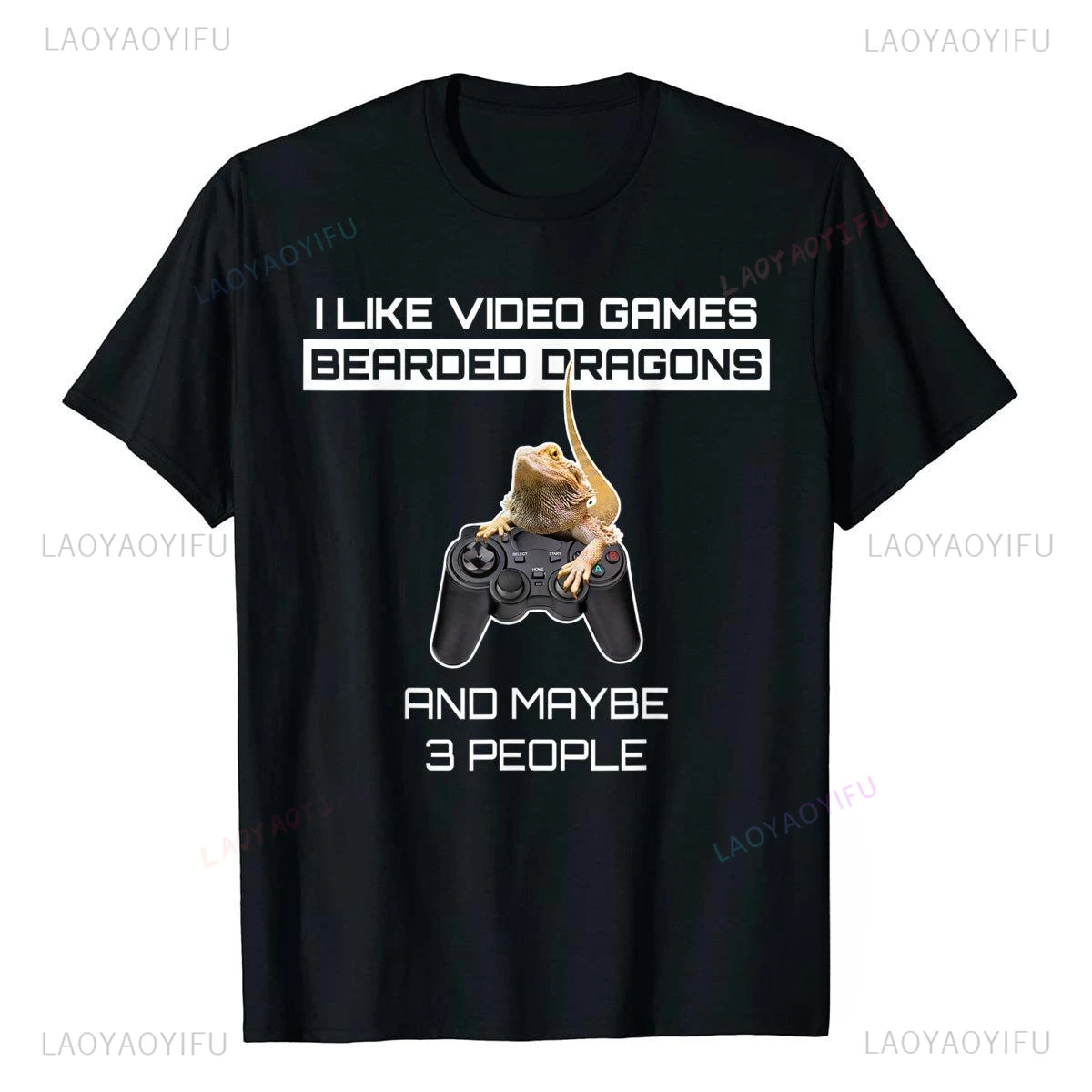 Funny Graphic Printed I Like Video Games Bearded Dragons and Maybe 3 People T-Shirt Harajuku Casual Fashion Loose Y2k Man Tees