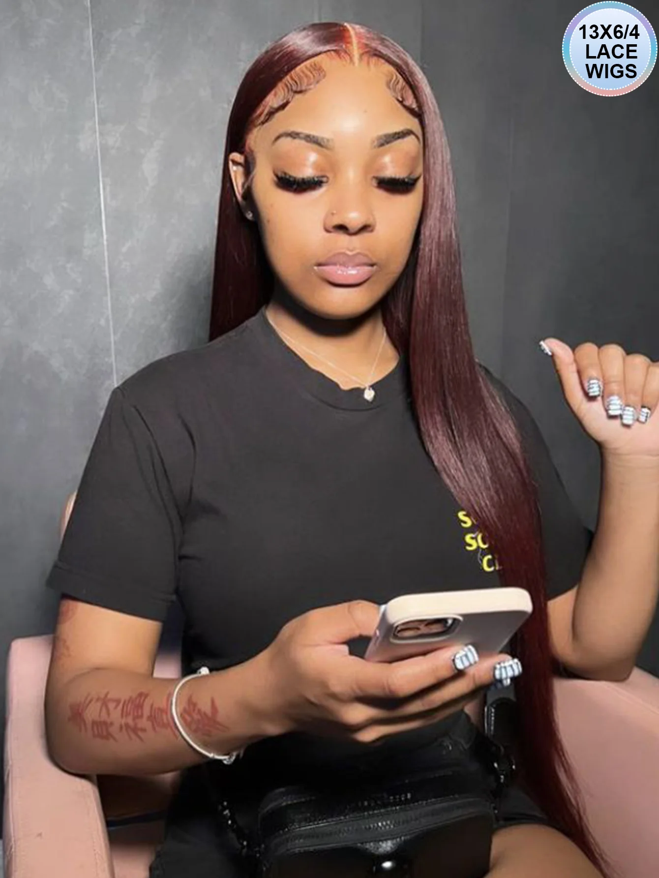 

Burgundy 13X4 Hd Lace Frontal Human Hair Wig Straight Bright Red 13X6 Lace Front Wig Long 99J Colored 180% Pre Plucked For Women