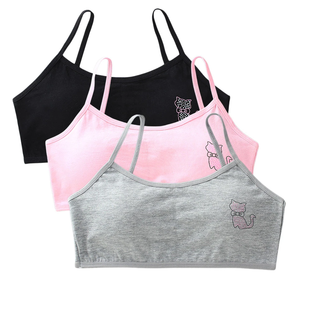 1/3PCS Cotton Kids Bras for Girls 8-16 Years Children Underwear Teenage Training Sports Tube Tops Cute Brassiere for Young Girls
