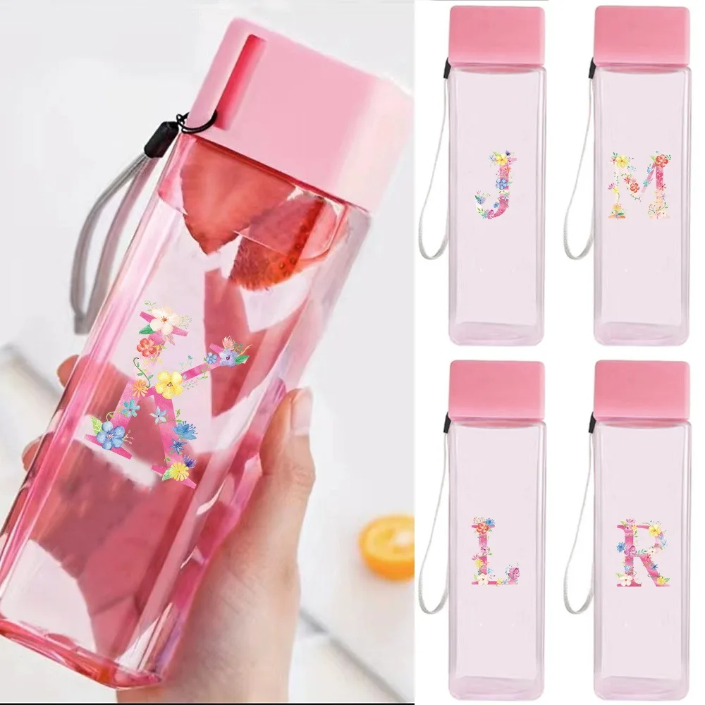 

Plastic Leak-Proof Sports Water Bottle Sports & Daily Coffee Container Large-Capacity Portable Outdoor Water Bottle Pink Pattern