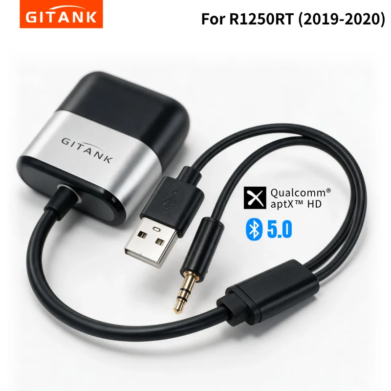 GITANK Bluetooth 5.0 Adapter, Compatible with BMW Motorcycles 2014–2020 K Series and R Series (with factory-installed USB/AUX po