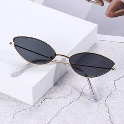 Classic Cat Eye Alloy Sunglasses Woman Brand Designer Small Frame Sun Glasses Female Vintage Metal Triangle Oculos Feminino