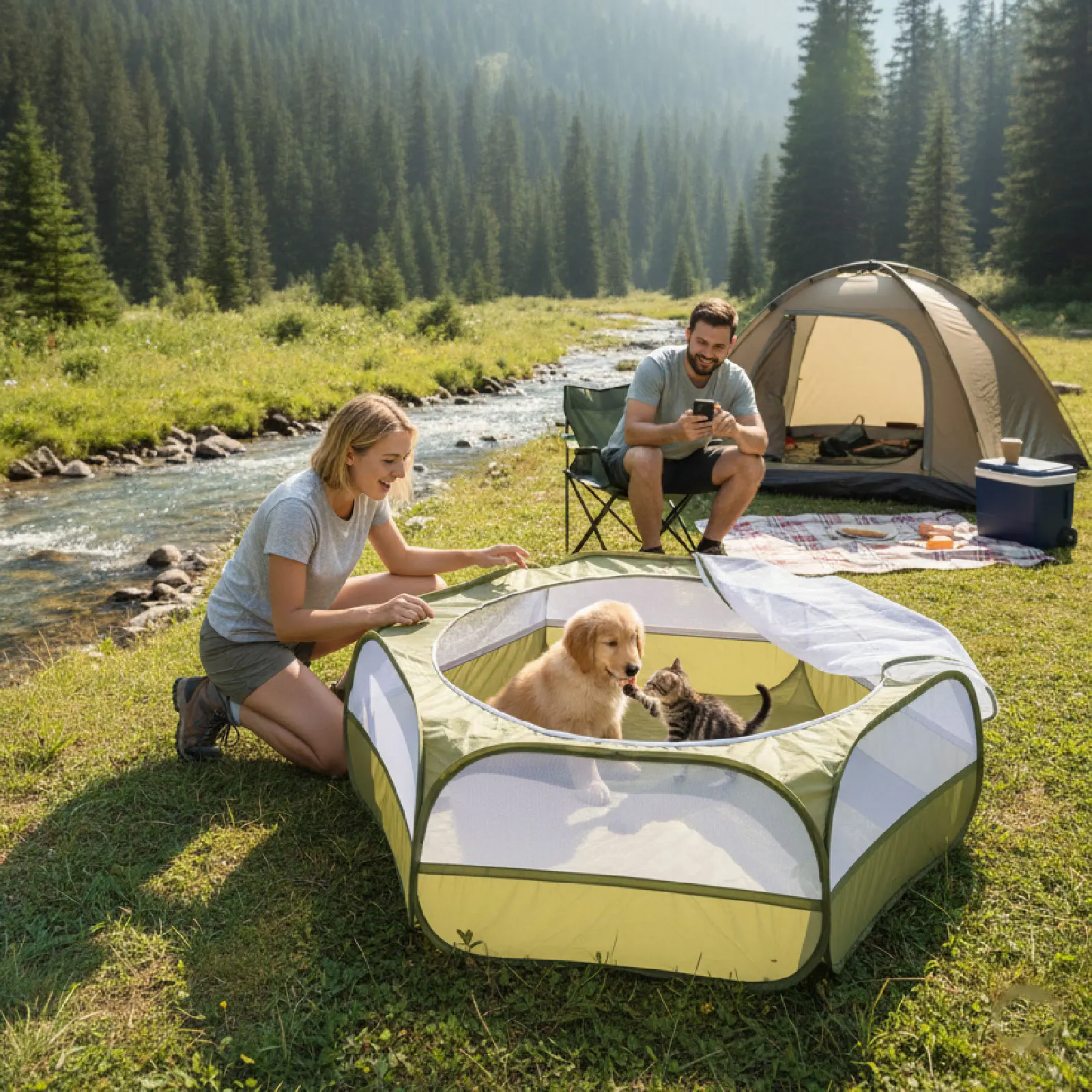 

Складной переносной манеж для мелких животных с крышкой, для использования в помещении и на улице, для цыплят, щенков, котят и других мелких питомцев