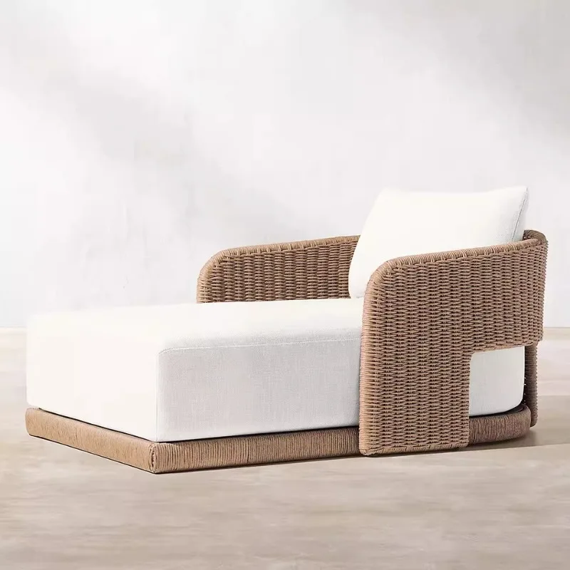 Outdoor courtyard rattan lounge chair, garden villa open-air hotel rattan chair