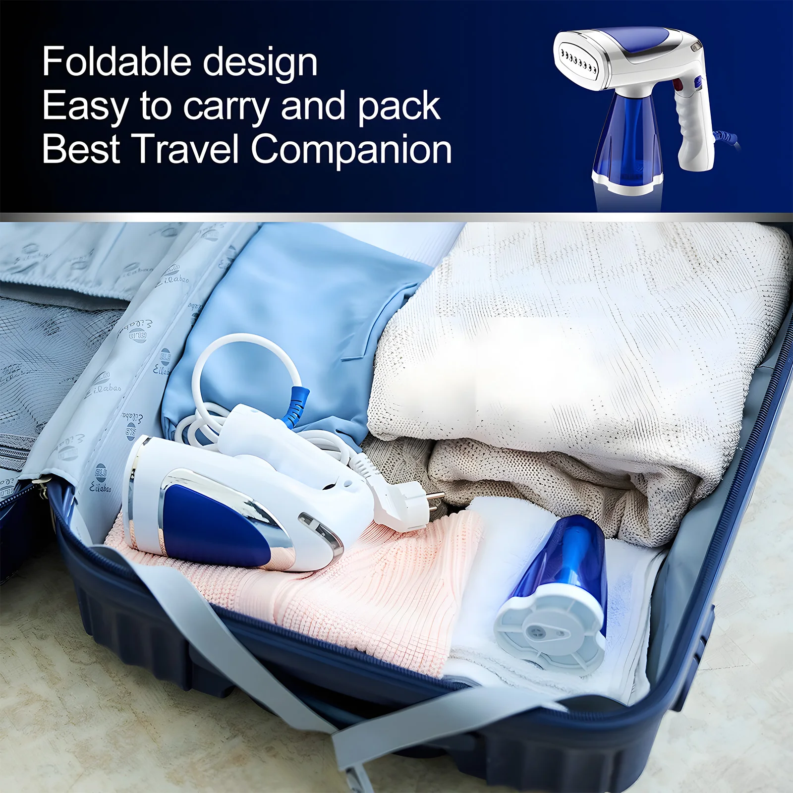 Handheld Steamer for Clothes 40-Second Heat-up Foldable Handheld Clothing Wrinkles Remover for Garments 1600W 8.5oz Capacity