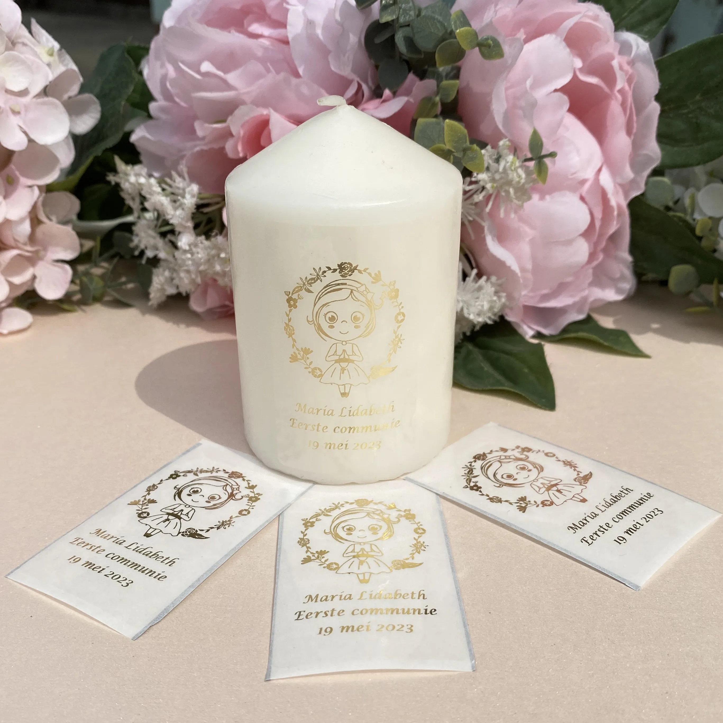 30 personalizar menina menino primeira comunhão velas adesivos convidados presentes etiquetas decorações holandêserste he shqiptar comunhão decoração