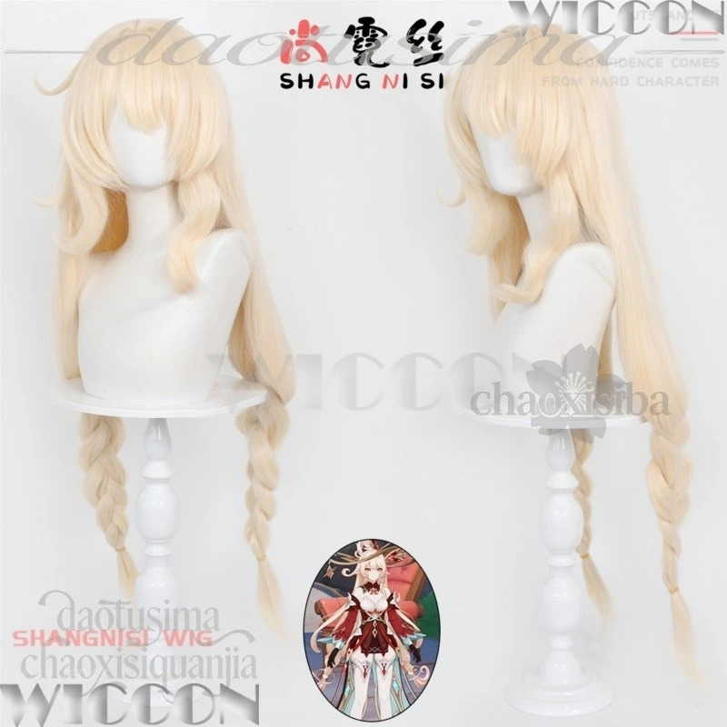 Anime Game Genshin Impact Cosplay Alice Light Golden Double Ponytail Braids Wigs Cartoon Cute Hair Navidad Carnaval Event