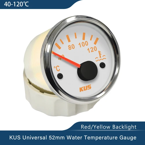 Imagen 2 del producto Indicador de temperatura del agua para barco y coche KUS de 52 mm 40-120 ℃ 25-120 ℃ Medidor de temperatura del agua de grado con retroiluminación amarilla/roja