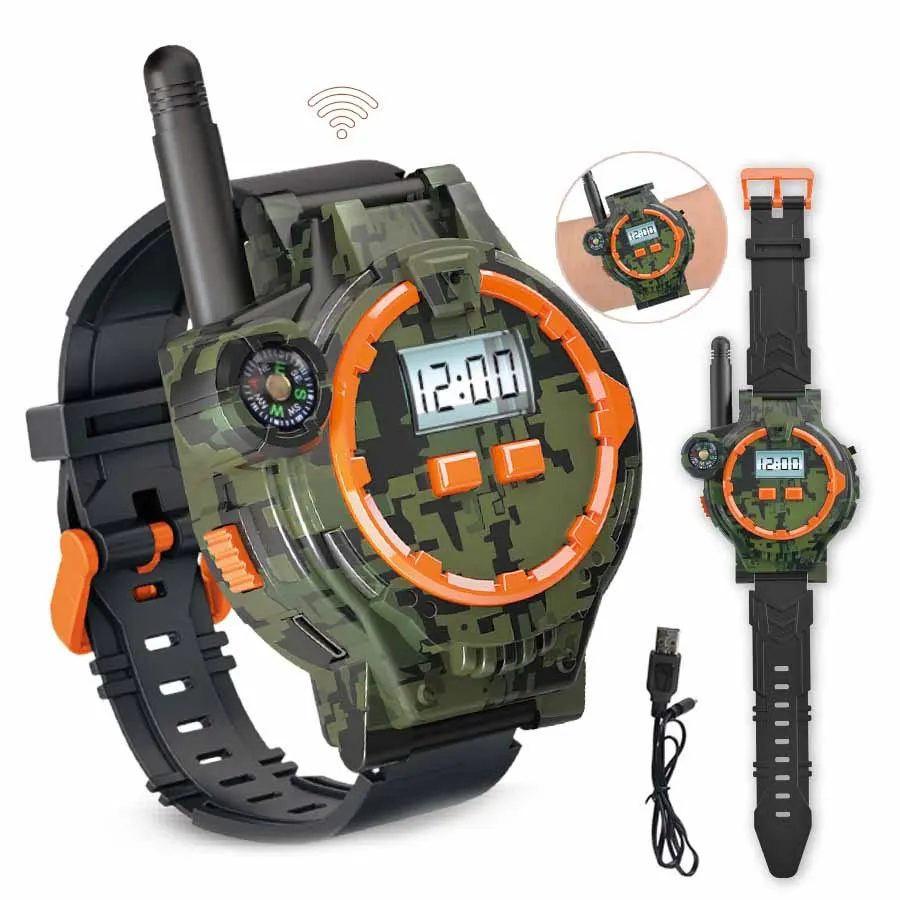 Nieuwe Kinderen Militaire Camouflage Walkie-Talkie Horloge Speelgoed Ouder-Kind Interactie Indoor Outdoor Draadloze Remote Call Usb Opladen