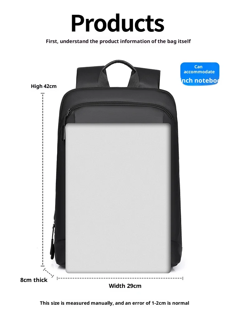 New Women's Business Fashion Lightweight Laptop Backpack Double Bag for Men and Women