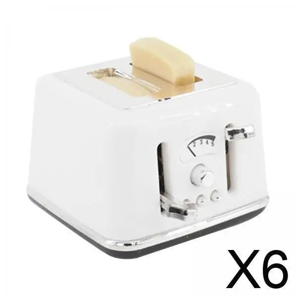 

6xMiniature Toaster Alloy Modern 1:12 1/12 for Doll House Playset Accessories