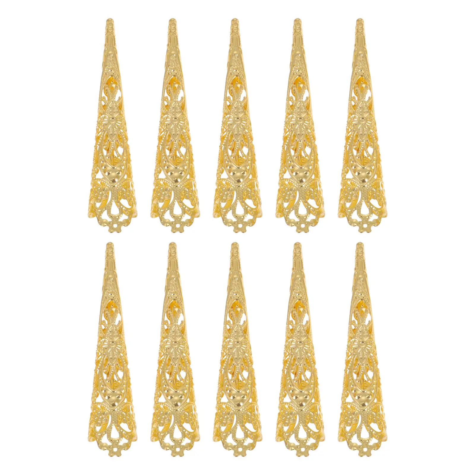 

10 Pcs Metal Nail Set Fingernail Ring Fingertip Claw Rings Accessory Cosplay Claws Fake Nails Hollow Out Cover