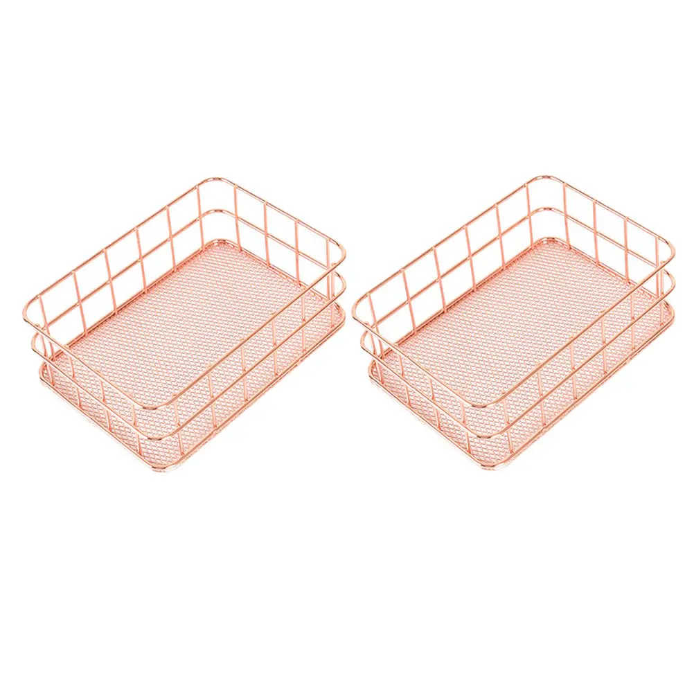 

2pcs Storage Box Iron Material Bright Color Square Desktop ganizer Multipurpose Container Home Use Basket