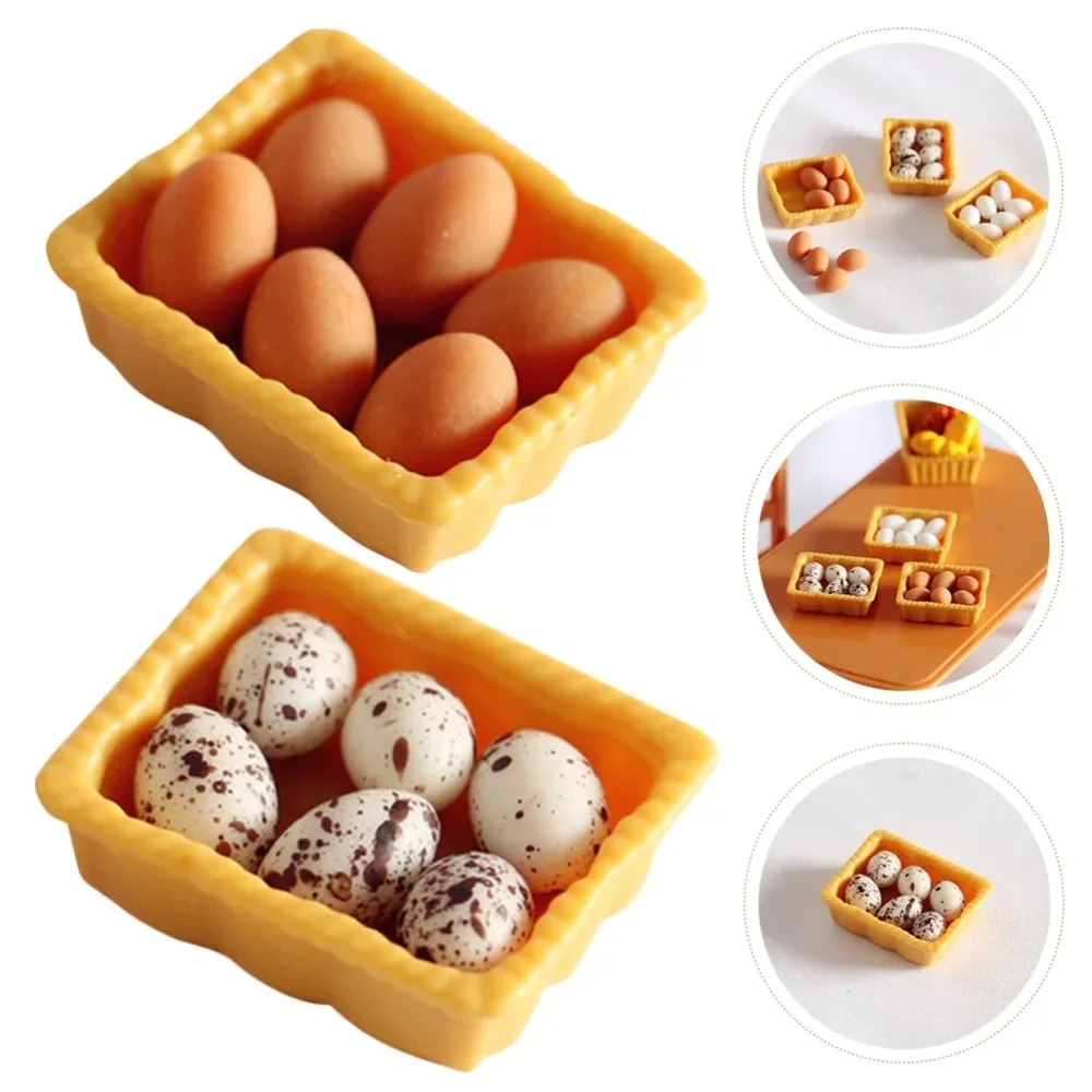 1:12 Scale Dollhouse Eggs Set of Dollhouse Miniature Mini Egg Models with Tray House Kitchen Accessories Miniature Food Toy