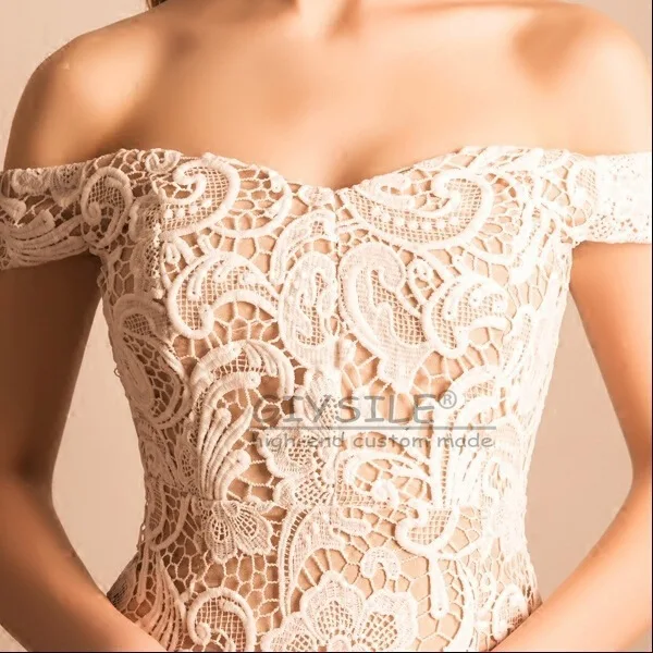 فستان زفاف GIYSILE مخصص 2025 جديد من الدانتيل الأبيض الخفيف بكتف واحد مع خصر حورية البحر متوسط الطول فستان حفلة فيستدوس