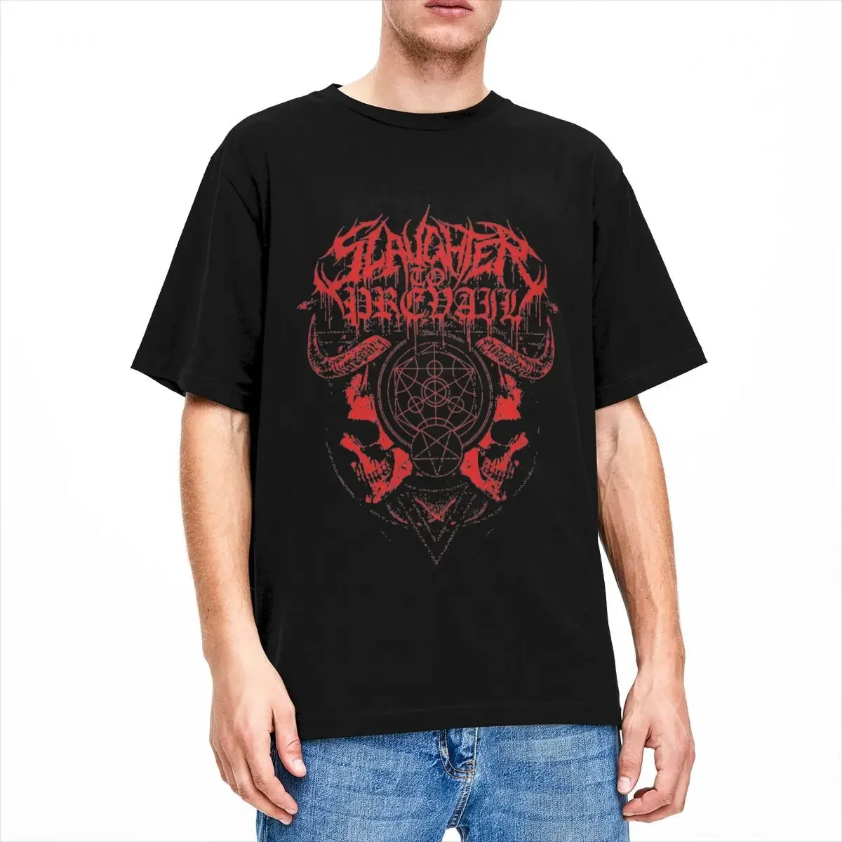 Retro Slaughter To Prevail Band Shirts Men Women Heavy Metal Deathcore Crazy Pure Cotton T Shirt Round Neck Short Sleeve Clothes