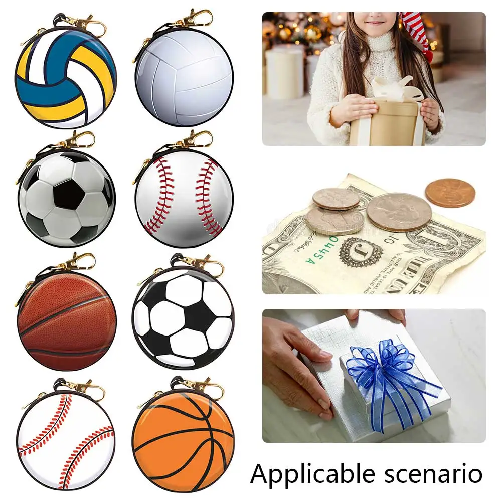 Small Creative Ball Pattern Coin Purse for Kid Boys Girls Small Gift Fashion Change Purses Mini Wallets Zipper Storage Box Bag