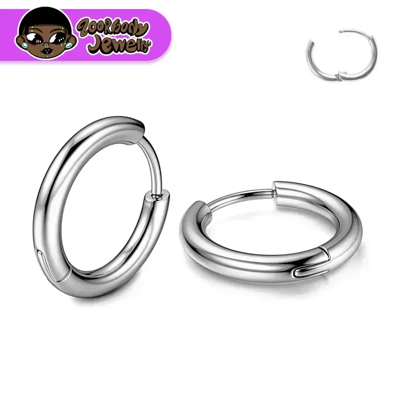 Brincos de titânio minimalista Huggie Hoop, Helix Rook Lobe Conch, aros simples, Piercing da orelha, grau de implante, F136, 8mm, 10mm, 12mm, 1 par